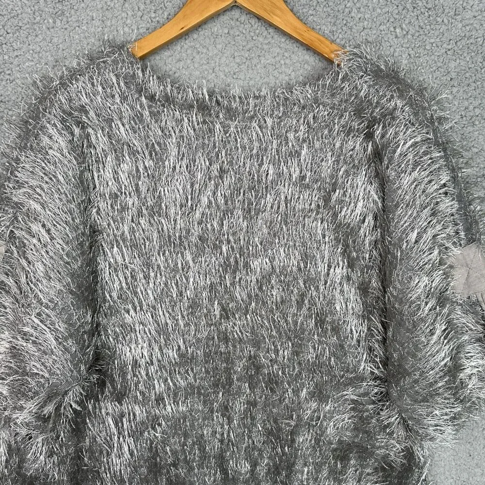 Kaktus‎ Gray Fuzzy Textured Cardigan Sweater Women’s Small Boho Button Front